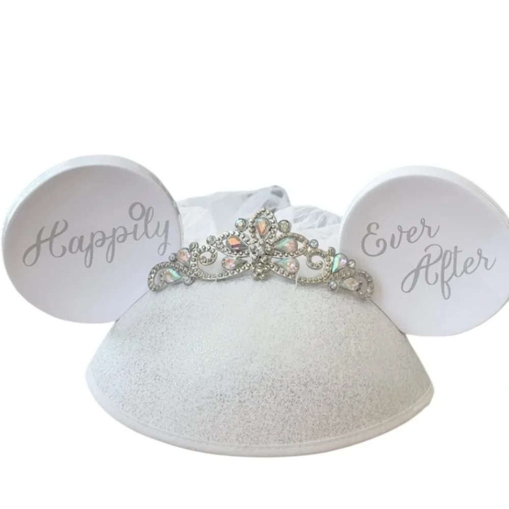 Disney Parks Minnie Mouse Happily Ever After Wedding Bride Hat Veil‎ & Headband